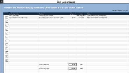 Cost Saving Tracker