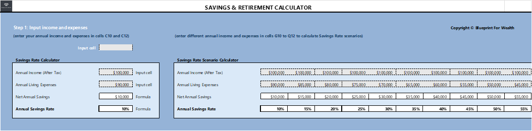Saving Rate & Retirement Calculator