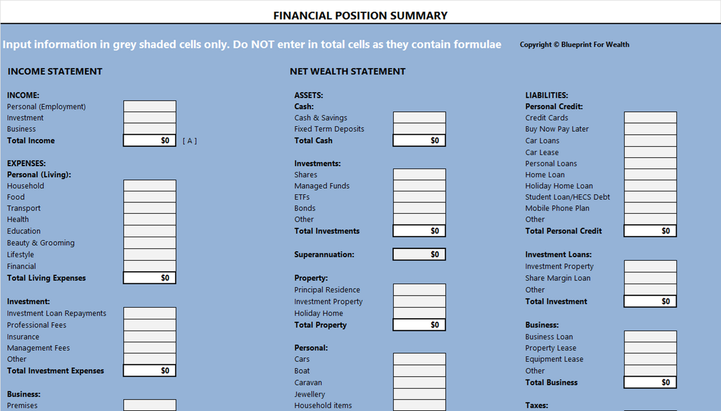 Financial Position Model
